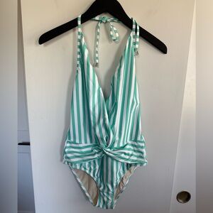 NWT Kenny Flowers The Lanai Deep V-Neck Halter Wrap One Piece Size Large